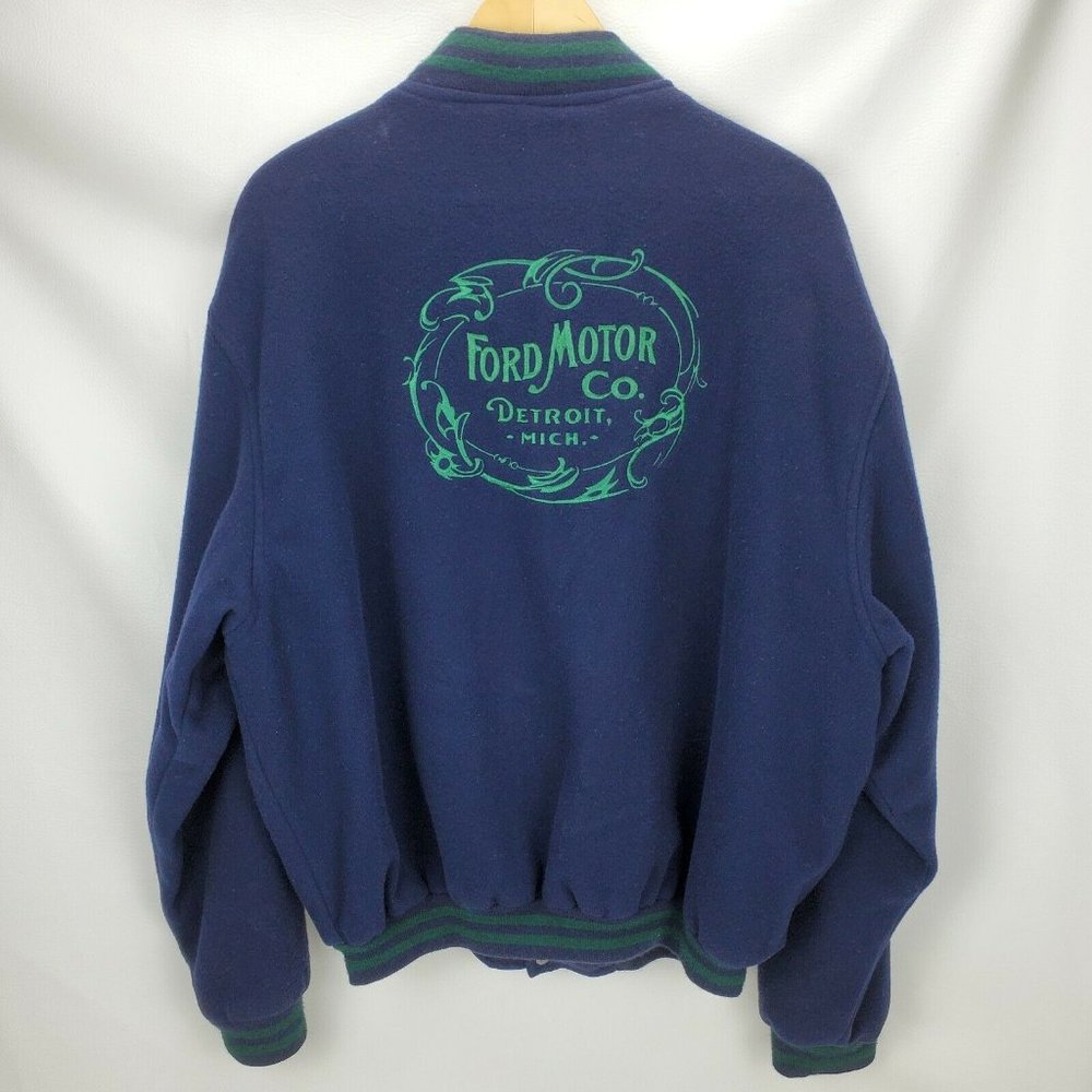 Vintage Ford Motor Co Detroit 100% Wool Varsity Baseball Jacket England Made XL